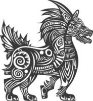 tribal animal using Aztecs style design with engraving style vector