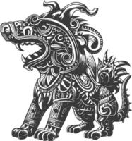 tribal animal using Aztecs style design with engraving style vector