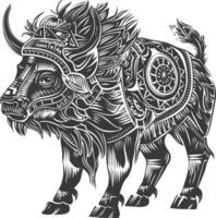 tribal animal using Aztecs style design with engraving style vector