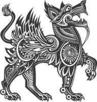 tribal animal using Aztecs style design with engraving style vector