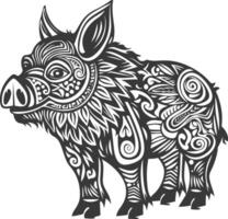 tribal animal using Aztecs style design with engraving style vector