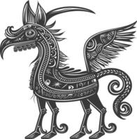 tribal animal using Aztecs style design with engraving style vector