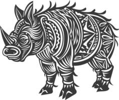 tribal animal using Aztecs style design with engraving style vector