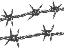 barbed wire with engraving style black color only vector
