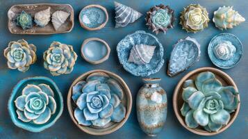 Stone, tile, soft focus flower photo