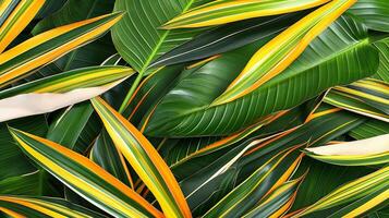 closeup nature view of leaf background. Flat lay, dark nature concept, tropical leaf. photo
