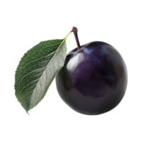 Plum fruit with a leaf on Transparent Background png
