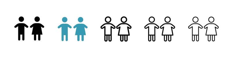 Toilet icon set black filled and outlined style. vector