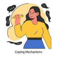 Coping mechanism. Emotional intelligence. Strategy to face of stress vector