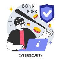 Data privacy. Cyber or web security . Database safety of a digital device. vector