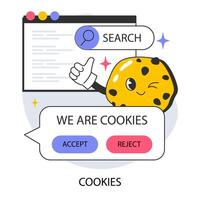 Cookie technology. Web browser session tracking. Access to user computer vector