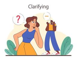Active listening skill. Attentive business character or employee soft vector