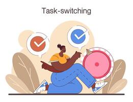 Digital multitasking. Effective and competent office worker media vector