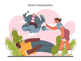 Interpretation. Data literacy. Information understanding, analysis vector