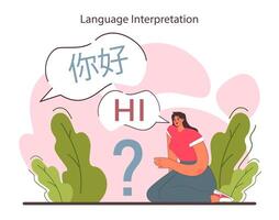 Interpretation. Data literacy. Information understanding, analysis vector