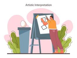 Interpretation. Data literacy. Information understanding, analysis vector