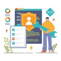 Back-end development. Coding, software engineering or programming vector