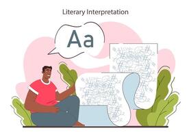 Interpretation. Data literacy. Information understanding, analysis vector