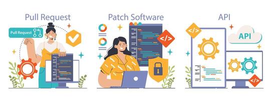 Open source set. Software with code available for use, modification vector
