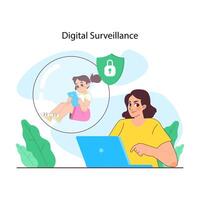 Overprotective parenting concept. Mother keeping a girl locked in a bubble vector