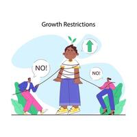 Overprotective parenting. Constrained child with growth aspirations vector