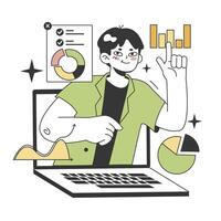 Financial advisor calculating budget, analyzing finance report vector