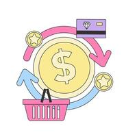 Cashback loyalty program. Client retention with financial vector