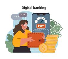 DeFi, decentralized finance. Digital banking and e-wallet. Smart distributed vector