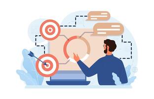 Hyperfocus. Focus and concentration skill. Self-discipline and time vector