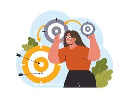 Hyperfocus. Focus and concentration skill. Self-discipline and time vector