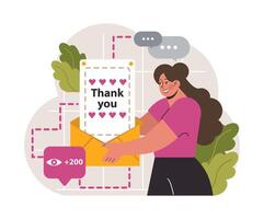 Gratitude latter. Grateful and thankful character sending or receiving vector