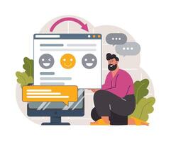 Gratitude. Grateful and thankful character. Man sharing appreciation vector