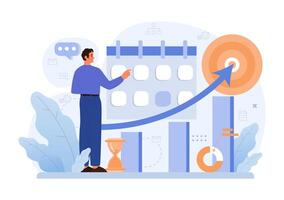 Business processes optimization. Productive employee analyzing vector