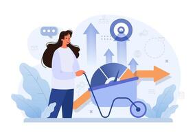 Business processes optimization. Productive employee analyzing vector