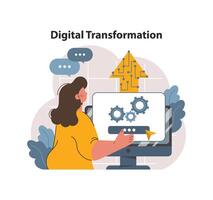 Technological innovations. Digital progress, digitalization and computerization. vector