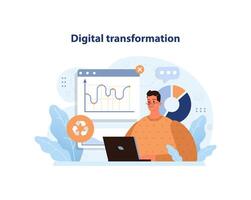 Technological innovations. Digital progress, digitalization and computerization. vector