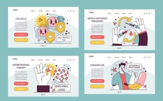 World AiDs day web banner or landing page set. HIV, immunodeficiency vector