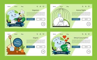 World vegan day web banner or landing page set. Go vegan. vector