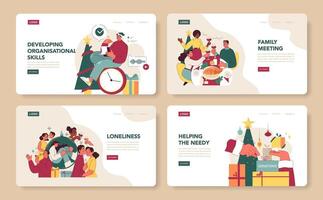 Christmas and new year celebration web banner or landing page set. vector