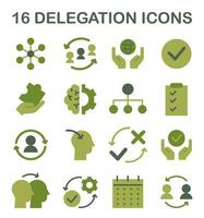 Delegation icon set. Task assignment and control. Leadership symbol vector