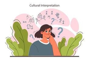 Interpretation. Data literacy. Information understanding, analysis vector