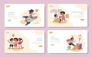 Engaged or committed fatherhood web banner or landing page set. vector