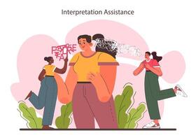 Interpretation. Data literacy. Information understanding, analysis vector