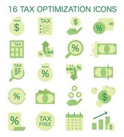 Tax optimization icon set. Simple symbols of financial efficiency, vector