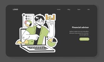 Financial advisor calculating budget, analyzing finance report vector