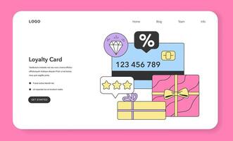 Loyalty card web banner or landing page. Customer privilege for a discount vector