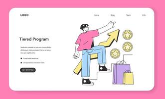 Tiered loyalty program web banner or landing page. Commercial program vector
