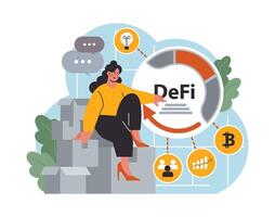 DeFi, decentralized finance. Smart distributed ledger vector
