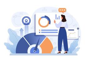 Business processes optimization. Productive employee analyzing vector