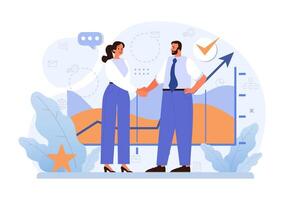 Business processes optimization. Productive employee analyzing vector